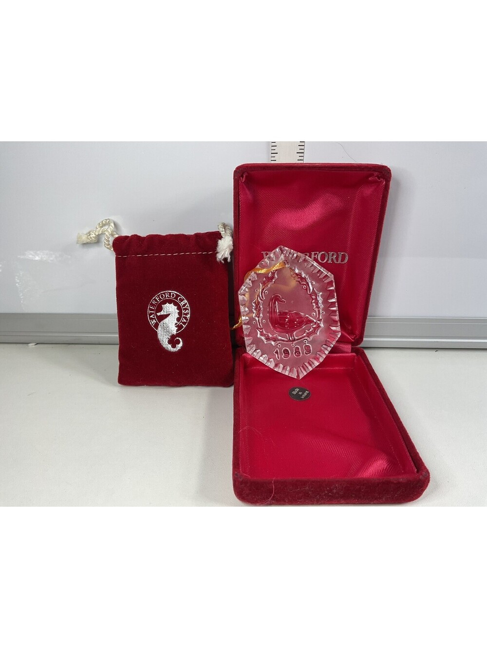 Waterford 1989 Six Geese A Lying Cut Crystal Ornament